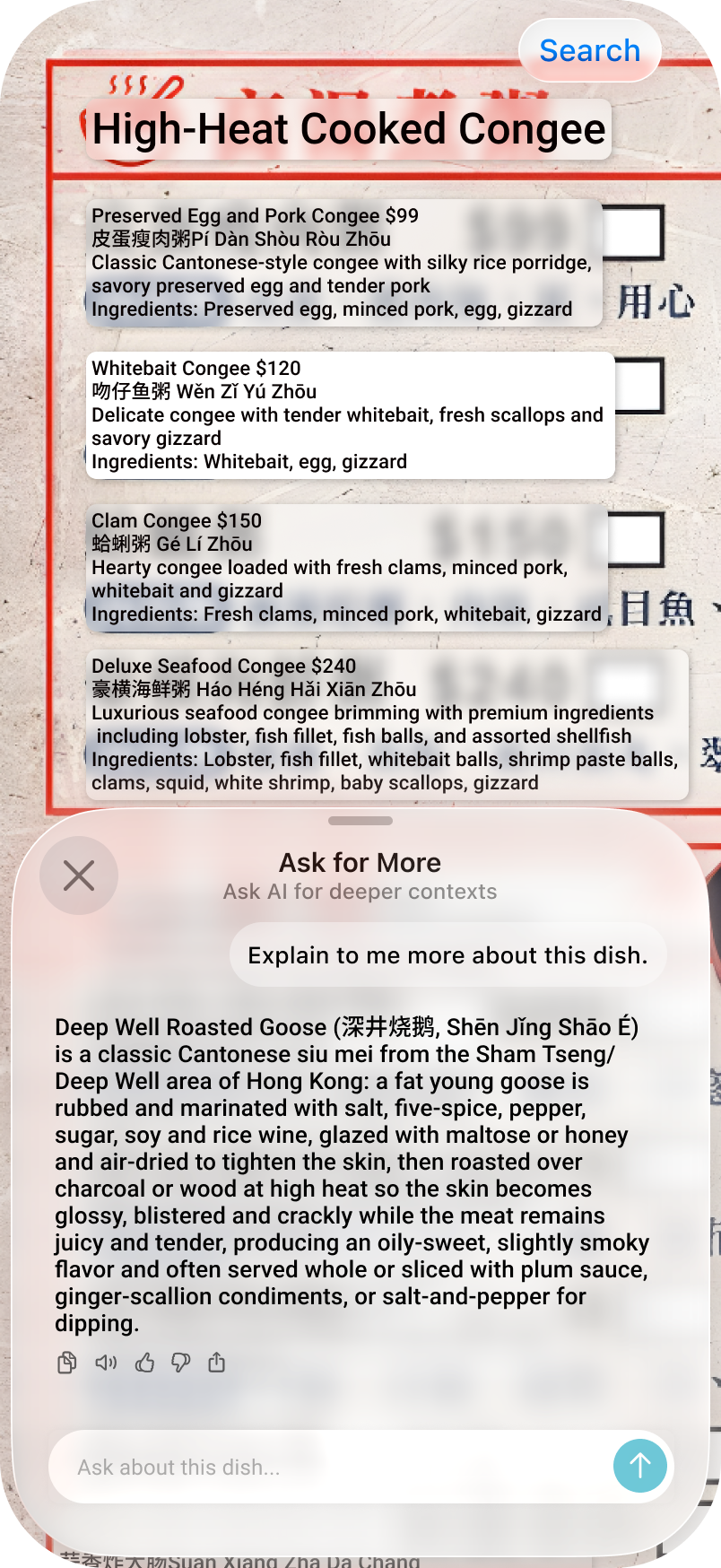 PandaMate Menu Translation - With Context